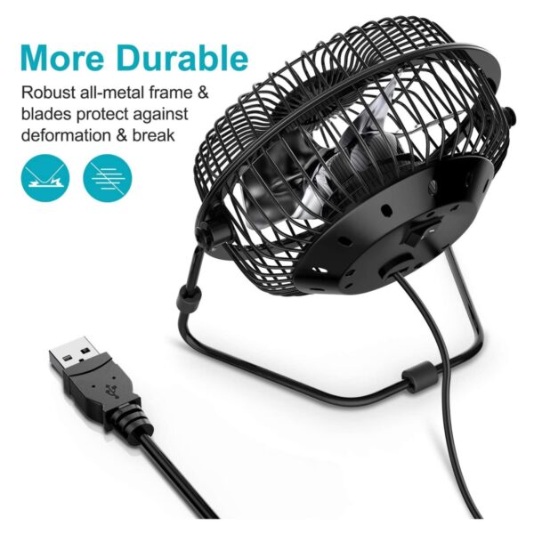 USB Mini Fan 6" (Black) – Powerful Portable Desk Fan, Adjustable Angle, USB Powered for Home, Office & Travel 2 CHT FAN 6 3
