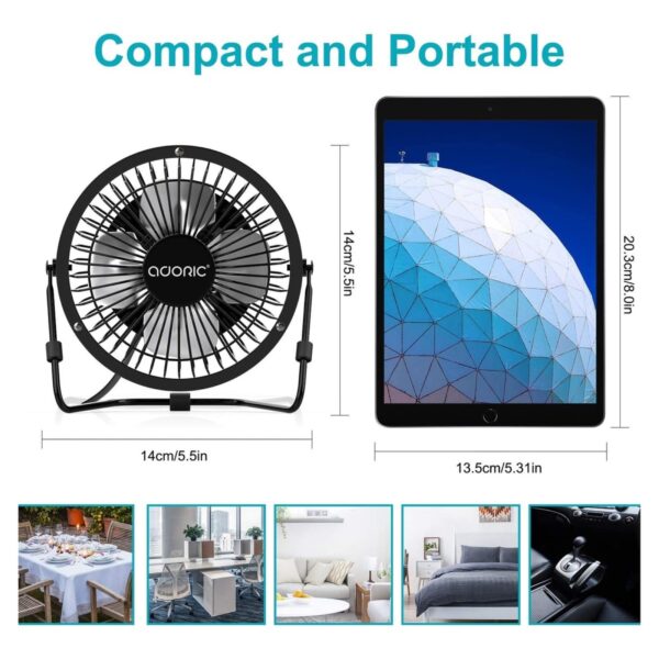 USB Mini Fan 6" (Black) – Powerful Portable Desk Fan, Adjustable Angle, USB Powered for Home, Office & Travel 7 CHT FAN 6 8