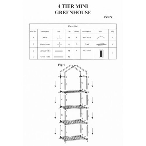 4‑Tier Mini Greenhouse – Powder‑Coated Steel Frame & Weather‑Resistant PVC Cover, Easy Assembly (H160 × W59 × D39 cm)