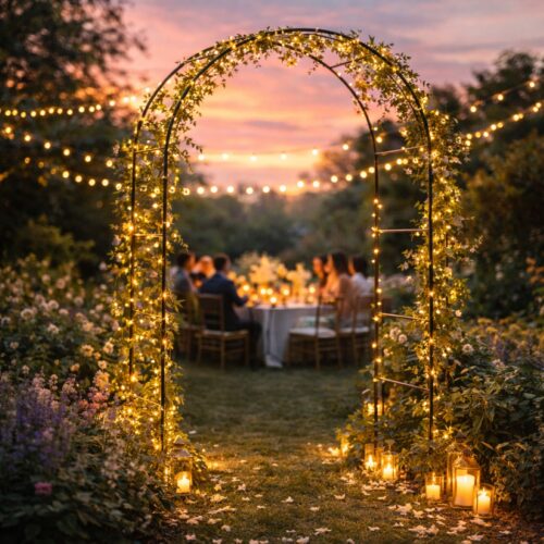 Metal Garden Arch Trellis 2m – 200cm Outdoor Climbing Plant Support Frame for Roses, Ivy & Wedding Decoration - Image 2