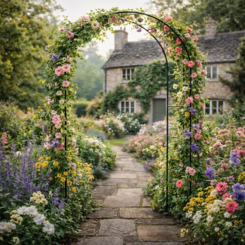 Metal Garden Arch Trellis 2m – 200cm Outdoor Climbing Plant Support Frame for Roses, Ivy & Wedding Decoration - Image 5