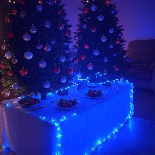 100 LED Blue & White String Lights (6.9m) – Battery Fairy Lights for Christmas, Weddings, and Home Decor