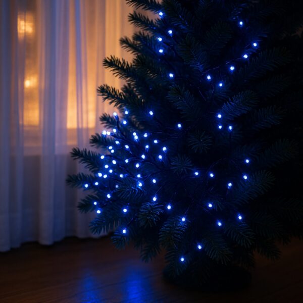 100 LED Blue & White String Lights (6.9m) – Battery Fairy Lights for Christmas, Weddings, and Home Decor