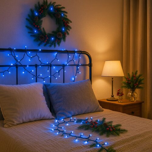100 LED Blue & White String Lights (6.9m) – Battery Fairy Lights for Christmas, Weddings, and Home Decor