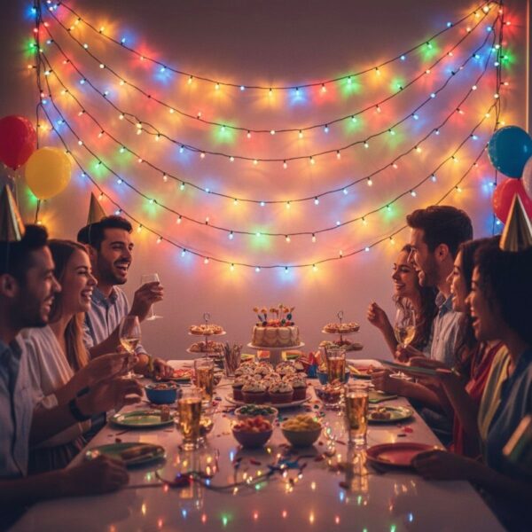 100 LED Multicolour String Lights (6.9m) – Battery Fairy Lights for Christmas, Weddings, and Home Decor