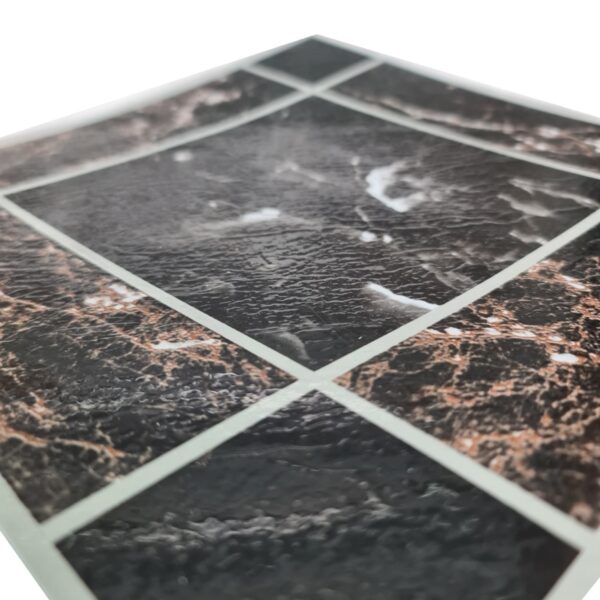 Dark Square Marble Effect Adhesive Vinyl Floor Tiles 30.5cm x 30.5cm x 0.9mm Each (15 Pack) - 9sqft 1 Dark Square Marble Effect Adhesive Vinyl Floor Tiles 30.5cm x 30.5cm x 0.9mm Each (Single Sample)