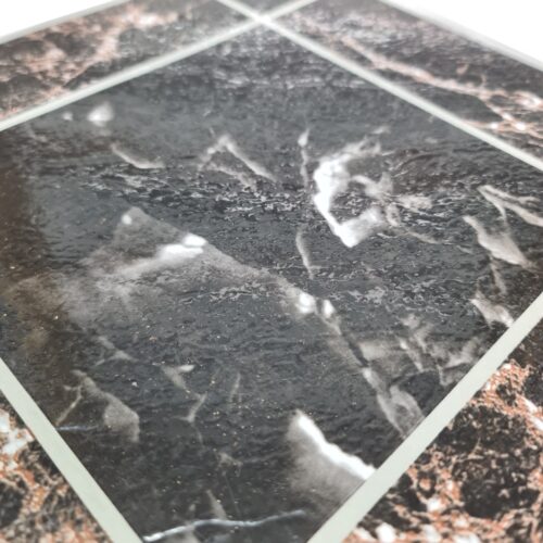 Dark Square Marble Effect Adhesive Vinyl Floor Tiles 30.5cm x 30.5cm x 0.9mm Each (15 Pack) - 9sqft 11 Dark Square Marble Effect Adhesive Vinyl Floor Tiles 30.5cm x 30.5cm x 0.9mm Each (Single Sample)