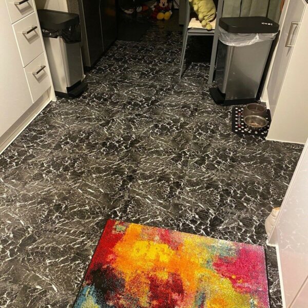 Dark Marble Effect Adhesive Vinyl Floor Tiles 30.5cm x 30.5cm x 0.9mm Each (40 Pack) - 24sqft 3 Dark Marble Effect Adhesive Vinyl Floor Tiles 30.5cm x 30.5cm x 0.9mm Each (Single Sample)
