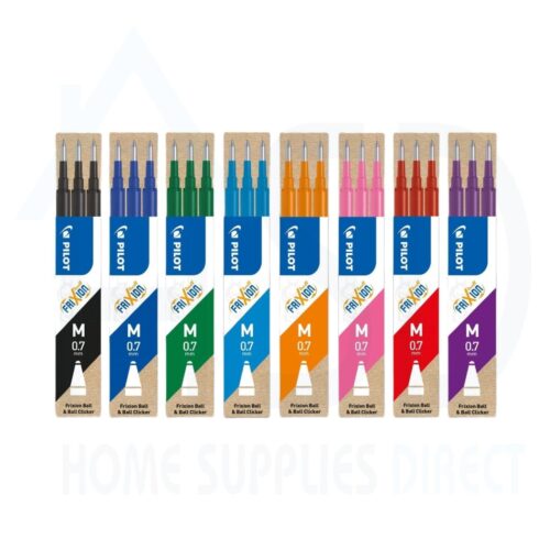Pilot Frixion 8 Color Refill Cartridges for Ball & Clicker Pens – 0.7mm Medium Tip, Assorted Colors (Black, Blue, Green, Sky Blue, Orange, Pink, Red & Violet)