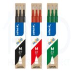 Pilot Frixion 3 Color Refill Cartridges for Ball & Clicker Pens – 0.7mm Medium Tip, Assorted Colors (Black, Red & Green)