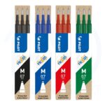 Pilot Frixion 4 Color Refill Cartridges for Ball & Clicker Pens – 0.7mm Medium Tip, Assorted Colors (Black, Blue, Red & Green)