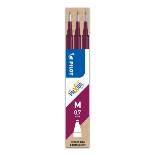 Pilot Frixion Wine Red / Burgundy 1 Refill Cartridge for Ball & Clicker Pens – 0.7mm Medium Tip – Write, Erase, & Rewrite