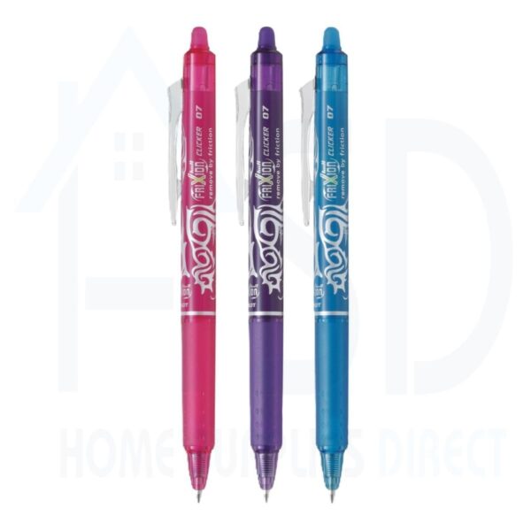 FRK7-VP4.jpg Pilot 3 Pen Set (Pink, Violet & Light Blue) Frixion Retractable Pen – Medium 0.7mm Erasable Ink for Effortless Writing & Editing