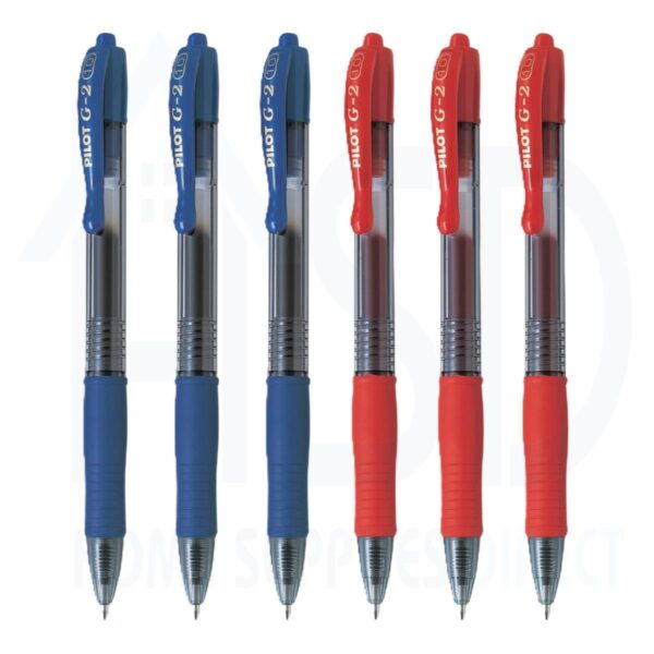 G2-10-VP1.jpg Pilot G-2 6 (3 Blue & 3 Black) Pen Broad 1.0mm Retractable Rollerball Pens – Iconic Gel Pens with Bold Writing