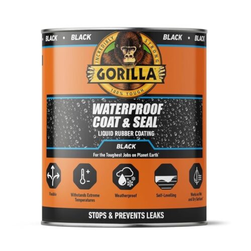 Gorilla Waterproof Coat & Seal Black 946ml – Flexible Rubberized Waterproofing & Leak Repair