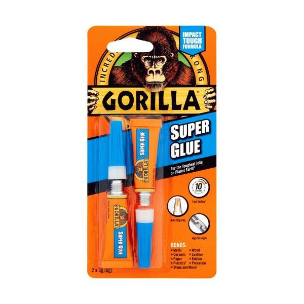 Gorilla Super Glue Liquid Gorilla Super Glue Liquid 2 x 3g – Fast-Setting, Impact-Resistant Adhesive with Anti-Clog Cap