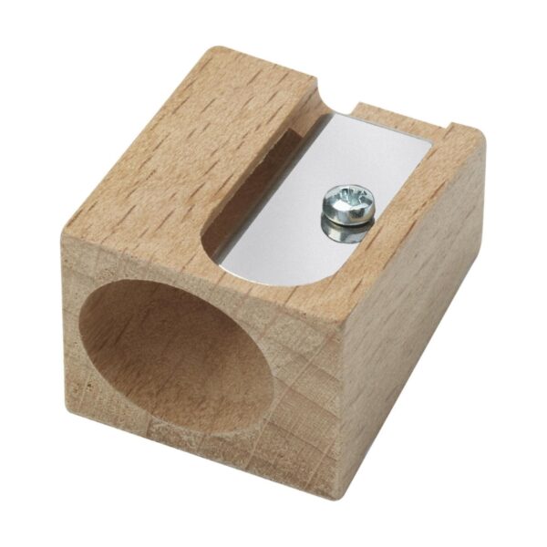 Item0-0KFxB8.jpg Möbius & Ruppert (M+R) Beechwood Pencil Sharpener – Single Hole, Untreated, 11.2mm (Model 0401)