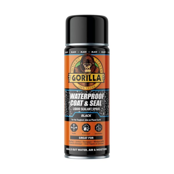 Item0-1aFEDT.jpg Gorilla Waterproof Patch & Seal Spray Black 450ml – Flexible Rubberized Waterproofing & Leak Repair