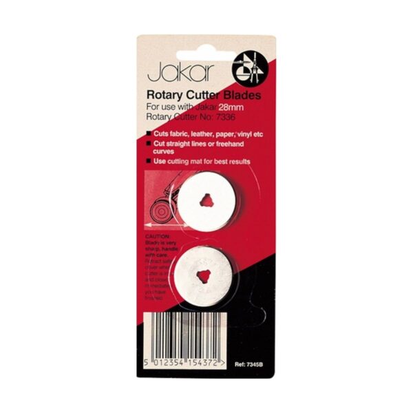 Item0-1mK7Fc.jpg Jakar Spare Blades, 28mm Diameter, Straight Cut For 7336 Small Rotary Cutter (2/Blistercard)