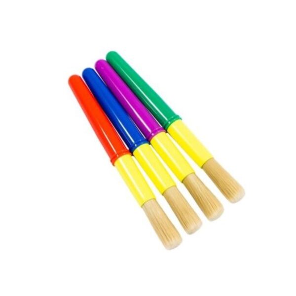 Item0-2Na8Bt.jpg Jakar Chubby Brush Set – 4-Piece Hog Hair Brushes with Assorted Plastic Easy-Grip Handles (6277)