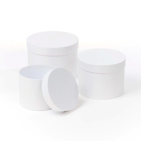 Oasis Round White Hat Boxes Set of 3 – Strong, Waterproof & Recyclable for Floristry Art & Crafts