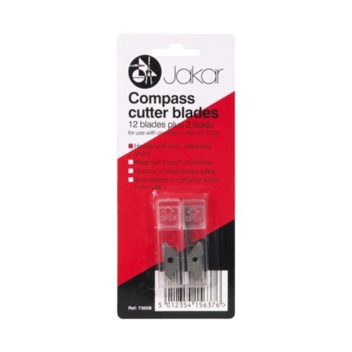 Jakar Spare Blades, For 7339 Compass Cutter (12 Blades & 2 Leads, In Plastic Box, Blistercarded)