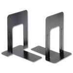 Heavy Duty (1 Pair) Black Decorative Metal Bookends with Non-Slip Rubber Pad for Decor, Home, Office, Library, School, Gift