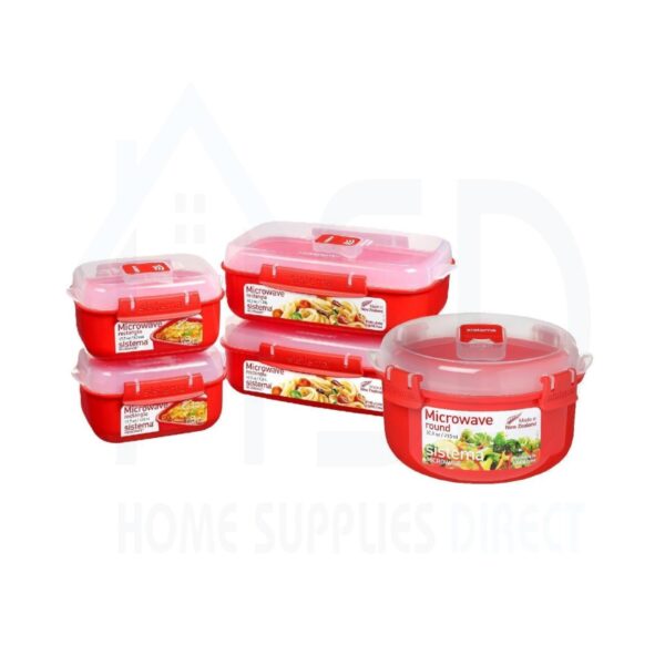 Item0-8K2MpJ.jpg Sistema Rectangular Lunch Box Set (2 x 1.25L + 2 x 525ml) + 915ml Round Breakfast Bowl – BPA-Free Microwave & Freezer Safe