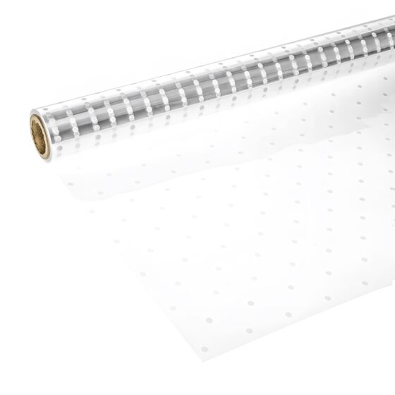 Oasis 40 Polka Dot (80cm x 1M) Transparent Clear Polypropylene Cellophane Wrap Folded – Versatile & Recyclable Floral Film
