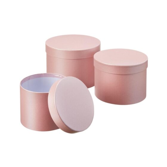 Oasis Round Pale Pink Hat Boxes Set of 3 – Strong, Waterproof & Recyclable for Floristry Art & Crafts