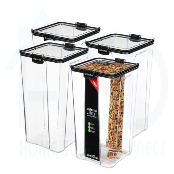 Item0-GtS98L.jpg Sistema Ultra Square 4L Food Container (4 Pack) – BPA-Free, Leak-Proof Food Storage Containers for Freshness
