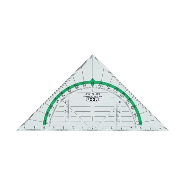 Item0-KR85NB.jpg Jakar Green Line Geometric Set Square/Protractor, Two-Way Scale, Bio Material With A Biobased Carbon Content Of More Than 80%, Clear, 16cm