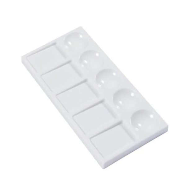 Item0-KrBgES.jpg Jakar White Plastic Rectangular Palette – 21 x 10.5 x 1.4cm (6602) with 10 Wells, Slantwell Design for Watercolors & Gouache