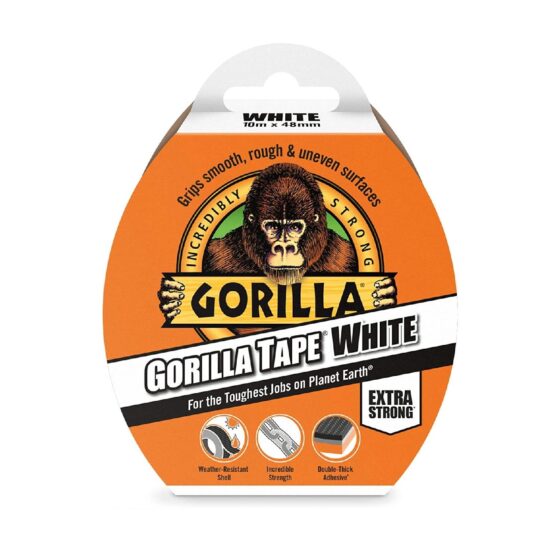 Gorilla Tape White 48mm x 10M – Heavy Duty, Weather-Resistant Duct Tape for Ultimate Holding Power
