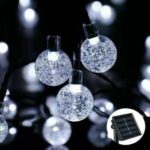 30 LED White Crystal Ball Lights (8m) – Solar Power Lights for Christmas, Weddings, and Home Decor