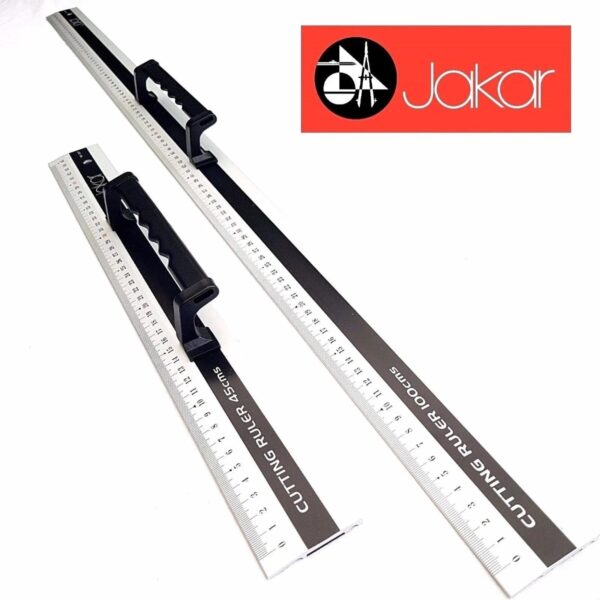 Jakar Aluminium Cutting Ruler Set – 45cm & 100cm With Grip Handle