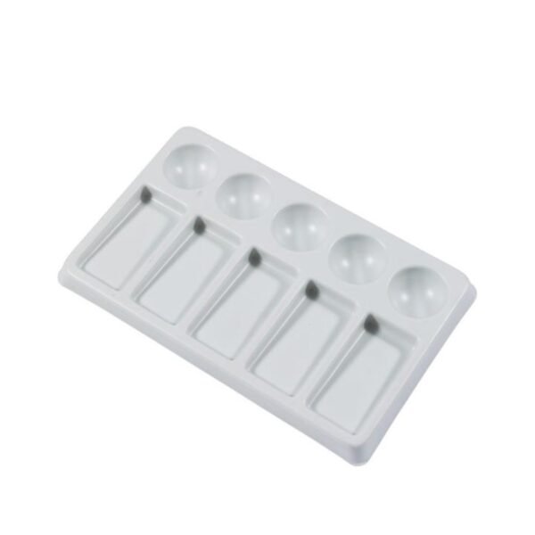 Item0-P7skmN.jpg Jakar White Plastic Rectangular Palette – 19.5 x 12 x 1.5cm (6604) with 10 Wells (5 Oblong & 5 Round) for Painting & Mixing