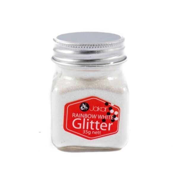 Item0-S7FNfr.jpg Jakar Glitter Fine, Rainbow White, 35G Square Jar