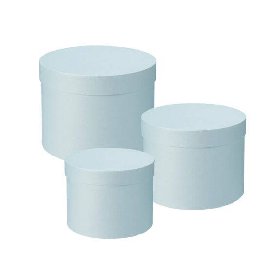 Oasis Round Baby Blue Hat Boxes Set of 3 – Strong, Waterproof & Recyclable for Floristry Art & Crafts