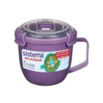 Sistema Purple Small Soup Mug 565ml | BPA-Free, Microwave Safe with Steam Vent