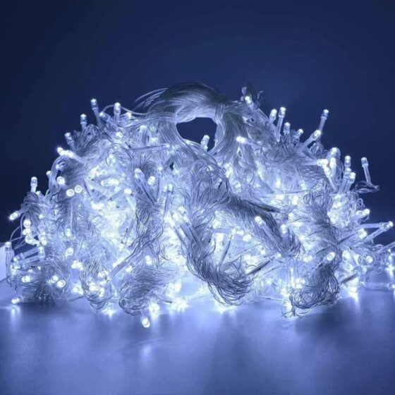 200 LED Cool White Icicle Lights (3.9m) – Battery Fairy Lights for Christmas, Weddings, and Home Decor