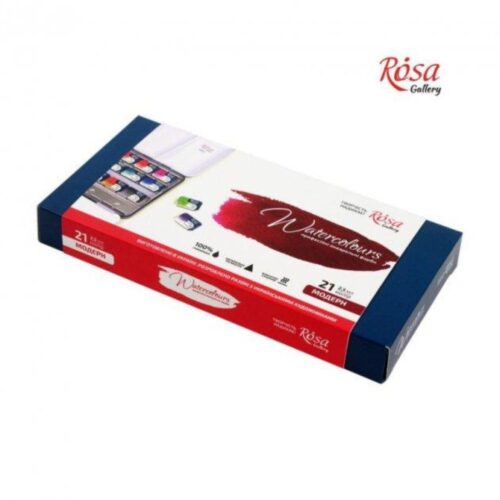 Rosa Gallery Modern Watercolour Paints – 21 Assorted Full Pans in Indigo Metal Case
