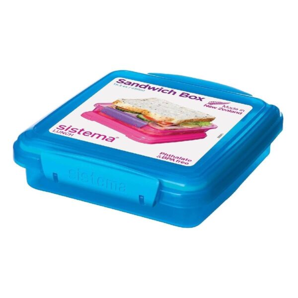 Item0-Vn6A3V.jpg Sistema Blue Sandwich Box 450ml | Leakproof, BPA-Free, and Perfect for Fresh Food Storage
