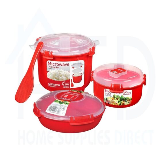 Sistema 2.6L Rice Steamer + 915ml Round Bowl for Microwave Cooking | BPA-Free