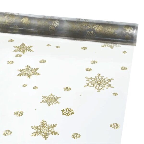 Item0-WSU9RS.jpg Oasis 40 Micron (80cm x 1M) Winter Spice Gold Snowflake Folded Cellophane Wrap – Versatile & Recyclable