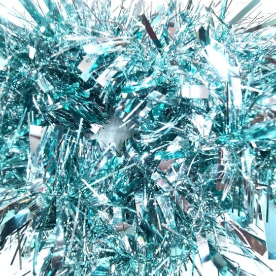 Chunky Ice Blue Silver Tinsel Garland – Perfect for Christmas & Party Decorations