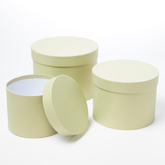 Oasis Round Baby Peach Hat Boxes Set of 3 – Strong, Waterproof & Recyclable for Floristry Art & Crafts