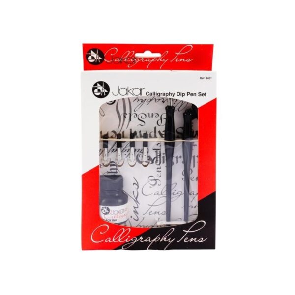 Item0-bQOJy9.jpg Jakar Calligraphy Dip Pen Set – 8 Piece Kit with 6 Assorted Nibs & 30ml Black Ink (8401)