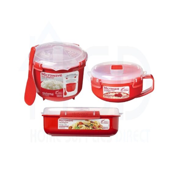 Sistema 2.6L Rice Steamer + 850ml Breakfast Bowl + 915ml Round Container | BPA-Free Microwave Set