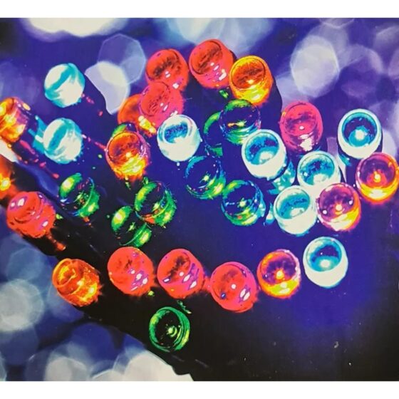 100 LED Multicolour String Lights (6.9m) – Battery Fairy Lights for Christmas, Weddings, and Home Decor